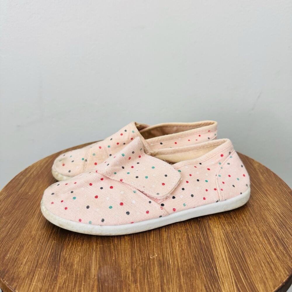 K Komforme Pink Polka Dot Adjustable Strap Flats Girls Size 12